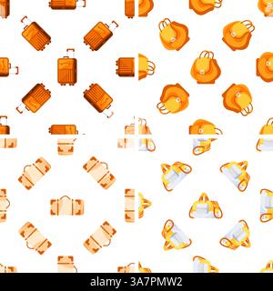 Seamless pattern with luggage and backpacks showing tourism and travel Stock Vector