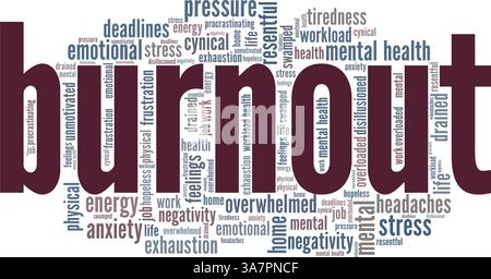 Burnout vector illustration word cloud isolated on white background. Stock Vector