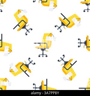 Yellow Office Chairs with Blank Paper Pattern on White Background Stock Vector