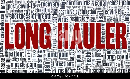 Long Hauler Covid-19 vector illustration word cloud isolated on white background. Stock Vector