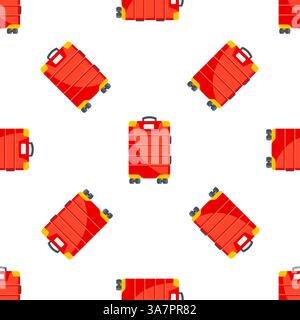 Red Rolling Suitcase Seamless Pattern on White Background for Travel and Tourism Designs Stock Vector