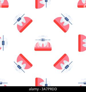 Orthodontic Braces Pattern with Dental Elements Stock Vector
