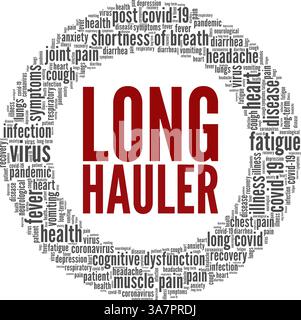 Long Hauler Covid-19 vector illustration word cloud isolated on white background. Stock Vector