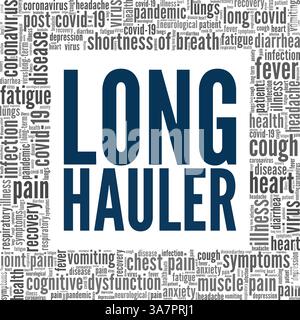 Long Hauler Covid-19 vector illustration word cloud isolated on white background. Stock Vector