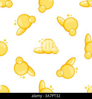 Seamless pattern with omega 3, vitamin d or fish oil shining drops on white background Stock Vector