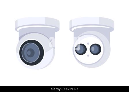 Two dome security cameras, ensuring safety and monitoring Stock Vector