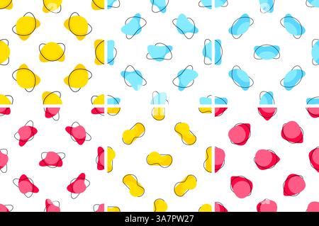 Seamless pattern with colorful abstract shapes creating a modern and vibrant design Stock Vector