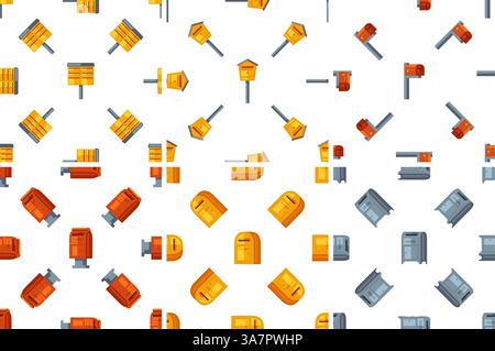 Mailboxes pattern showing different types of post boxes for receiving letters Stock Vector