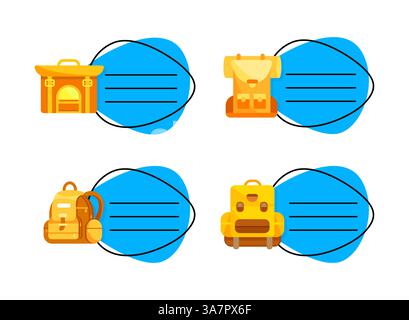 Suitcases and backpacks for traveling promoting tourism and camping Stock Vector