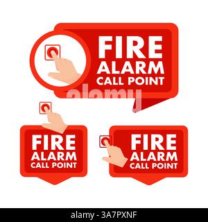 Hand pushing fire alarm button in case of emergency Stock Vector