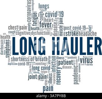 Long Hauler Covid-19 vector illustration word cloud isolated on white background. Stock Vector