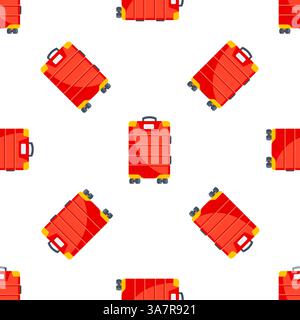 Red Rolling Suitcase Seamless Pattern on White Background for Travel and Tourism Designs Stock Vector