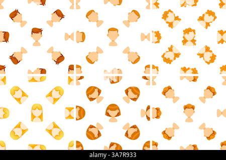 Seamless pattern with different hairstyles showing men and women with short and long hair Stock Vector