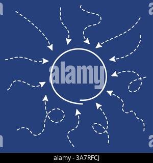 Abstract background with dash arrows going down, right, up. Vector illustration. Stock Vector