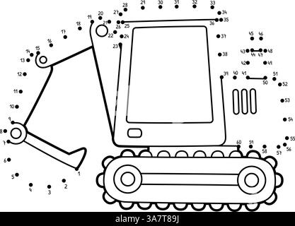 Dot to Dot Excavator Vehicle Isolated Coloring  Stock Vector