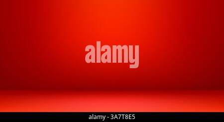 Red empty room bg, studio limbo light background with smooth lighting and a subtle glow, evokes festive and holiday atmosphere. Abstract 3d vector lay Stock Vector