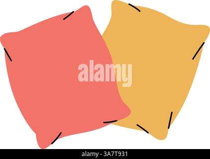 Two comfortable fluffy pillows. Plump pillows for sleeping. Vector illustration. Stock Vector