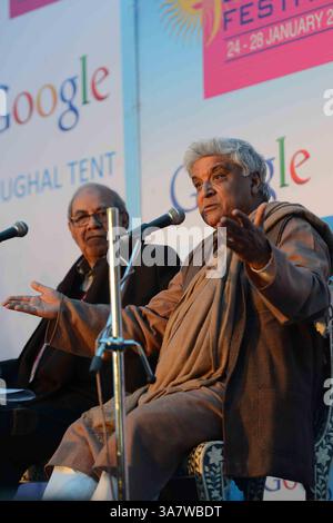 Javaed Rajesthan Poet Javed Akhtar during the Jaipur Literature Festival, in Jaipur ...