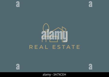 Real Estate Minimalist Logo Architectural Concept Modern Business Developer Property Stock Vector