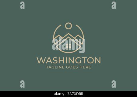Elegant Mountain Peak Home Real Estate Business Property Logo Template Stock Vector
