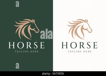 Horse Logo Equestrian Silhouette Head Stallion Sign Symbol Stables Brand Identity Stock Vector