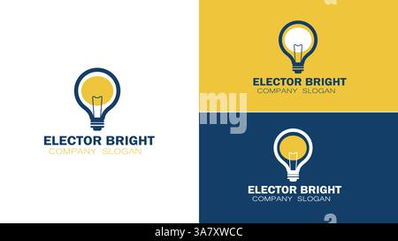Bright Light Bulb Logo, with light bulb graphic symbol for creativity vector logo Stock Vector