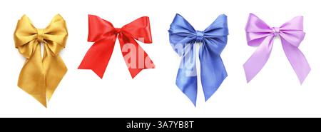 Set with different beautiful bows on white background Stock Photo - Alamy