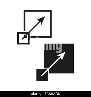 Resize box icon. Expand area symbol. Growth vector shape. Zoom arrow concept. Stock Vector