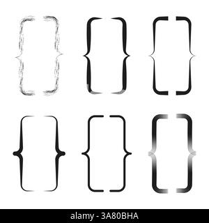 Curly bracket icon. Black and white design. Decorative vector shape. Modern isolated symbol. Stock Vector