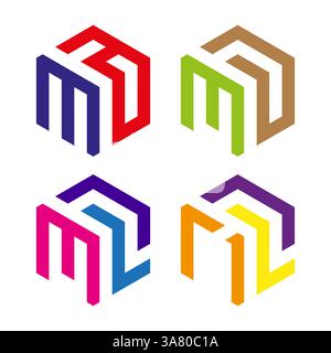 Modern cube logo. Isometric colorful shape. Geometric perspective icon. Vector 3D symbol. Stock Vector
