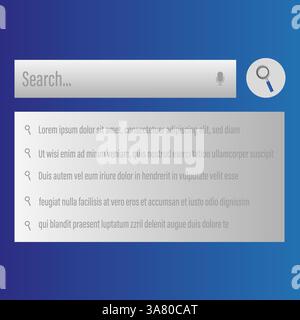Search bar UI. Digital query result. Modern interface concept. Vector web design. Stock Vector