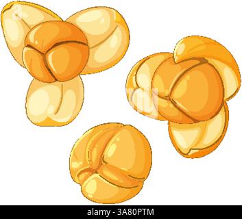 Detailed vector illustration of jackfruit seeds with vibrant colors and smooth shading, highlighting their unique texture and shape Stock Vector