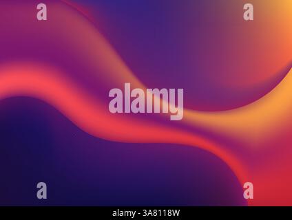 vibrant abstract background featuring fluid waves of gradient colors transitioning from deep purple to warm orange, creating a dynamic and modern desi Stock Vector