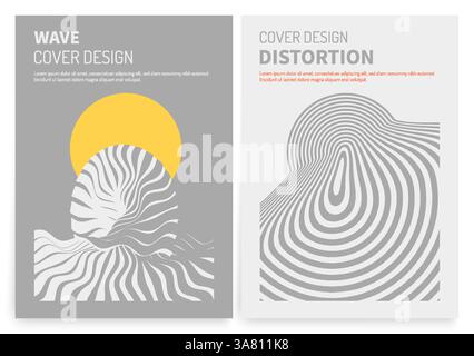 Abstract melted liquid shape. Striped background made of distorted lines. Pattern with optical illusion. Cover design template. 3d vector illustration Stock Vector