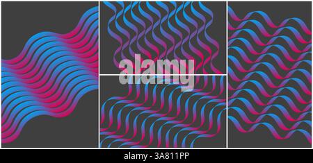 Abstract dynamic template with wavy curved ribbons. Modern cover design. Cover design template. Vector illustration for brochure, poster, presentation Stock Vector