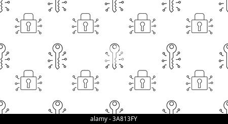 Technology background featuring locks and keys in a repeated pattern for security design Stock Vector