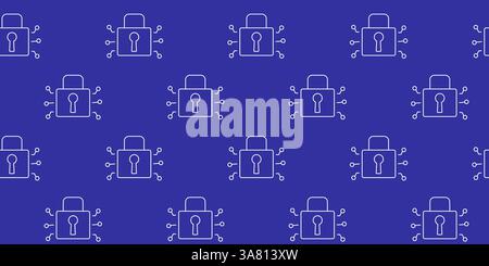 Digital locks pattern on a blue background representing security and technology in design Stock Vector