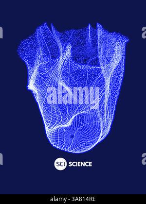 Array with dynamic particles. 3D molecular object for medicine, science, technology, chemistry and biology. Vector illustration. Stock Vector