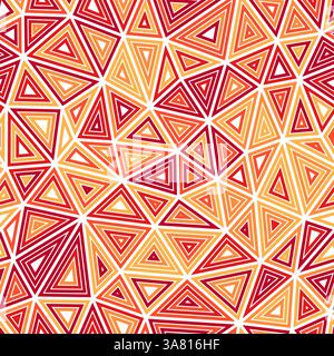 Abstract background with geometric mosaic shapes. Medium triangles size. Multiple repeated inner triangles. Multicolored style. Repeatable pattern. Stock Vector