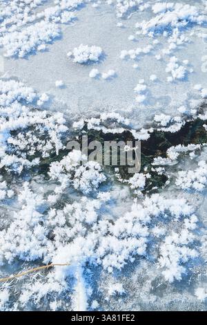 Frozen Rock with Ice Crystals Stock Photo