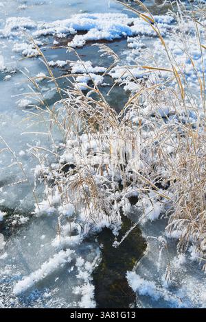 Frozen Rock with Ice Crystals Stock Photo