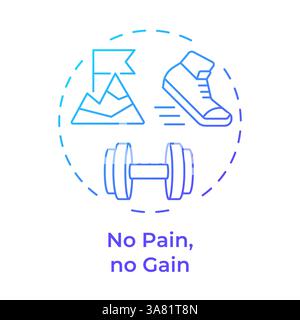 No pain no gain blue gradient concept icon Stock Vector