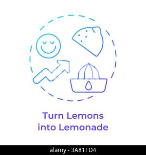 Turn lemons into lemonade blue gradient concept icon Stock Vector