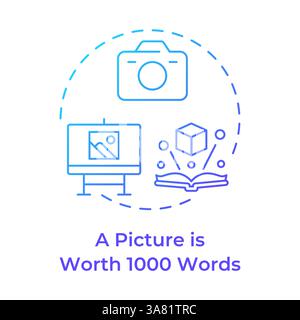 A picture is worth 1000 words blue gradient concept icon Stock Vector