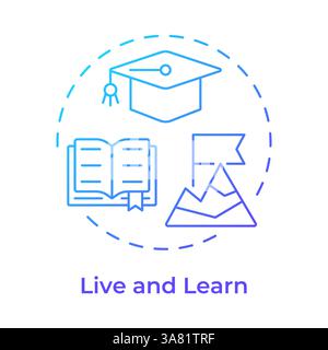Live learn blue gradient concept icon Stock Vector
