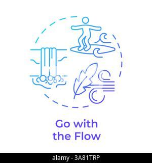 Go with flow blue gradient concept icon Stock Vector