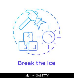 Break ice blue gradient concept icon Stock Vector