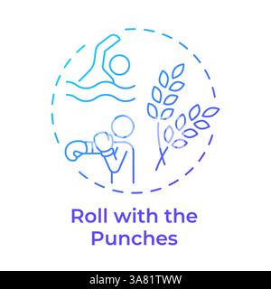 Roll with punches blue gradient concept icon Stock Vector