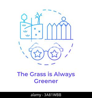 Grass always greener blue gradient concept icon Stock Vector