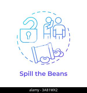 Spill the beans blue gradient concept icon Stock Vector